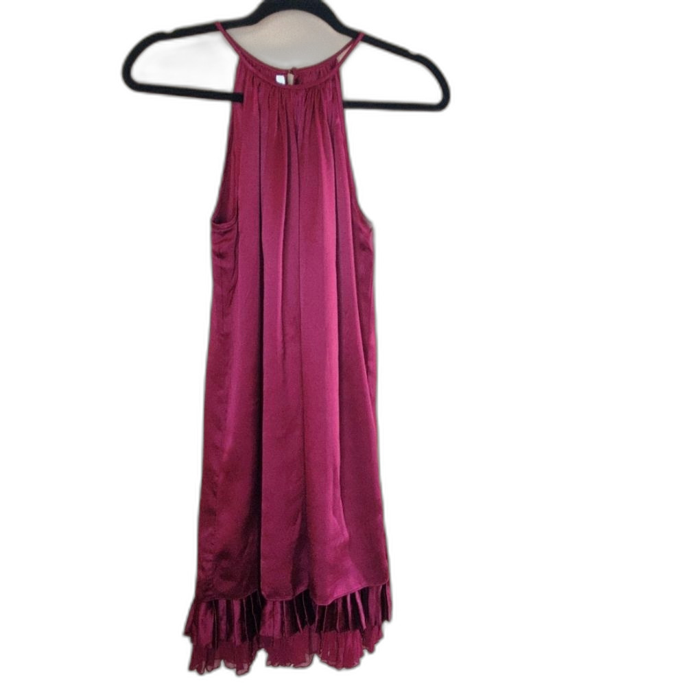 Susana Monaco Burgundy Red Halter  Sleeveless Silk Satin Dress Small